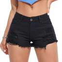 Verdusa Womens Shorts Jeans Y2k Outfits Summer Vintage Low Rise Ripped Distressed Skinny Mini Denim Shorts, M