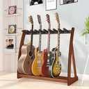 Guitar Stand Rack, Multi-Guitar Display Rack Adjustable Bamboo Guitars Holder Electric Guitar Stands Floor Storage for Bass Acoustic, Home Studio, Band Stage