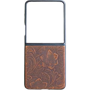 JJNUSA Handmade Leather Case for Samsung Galaxy Z Flip 7 5G Back Cover Case Brown
