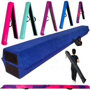 MARFULA 6 FT / 8 FT / 9 FT Folding Gymnastics Beam Foam Balance Floor Beam - Extra Firm - Suede Cover - Anti Slip Bottom with Carry Bag for Kids/Adults Home Use (Blue)