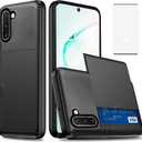Asuwish Phone Case for Samsung Galaxy Note 10 5G with Tempered Glass Screen Protector and Credit Card Holder Wallet Cover Hard Hybrid Cell Accessories Note10 Notes 10s Ten Not S10 Women Men Black
