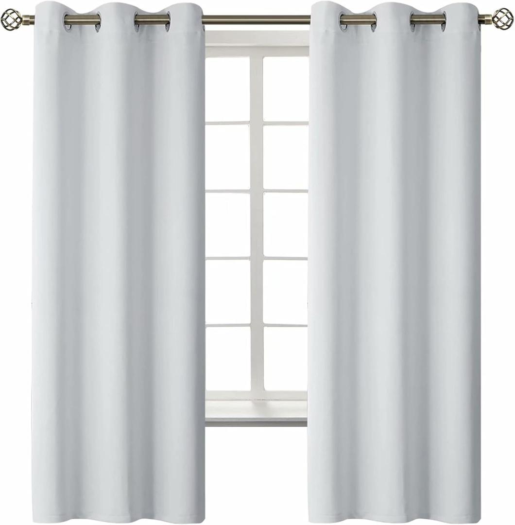 BGment Room Darkening Curtains 63 Inches Long - Grommet Thermal Insulated Drapes Window Treatment Curtains for Bedroom, 2 Panels, 42 x 63 Inch, Greyish White
