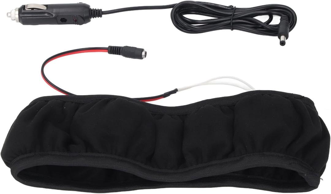 GOTOTOP Universal Nylon Steering Wheel Warmer, 12V Heated Cover for 38cm Diameter, Powered by Car Cigarette Lighter Socket
