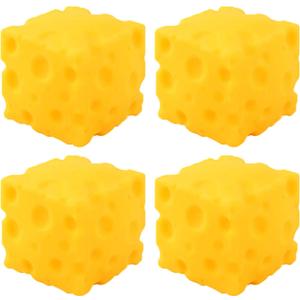 4PCS Yellow Cheese Squishy Slow Rising, Squishy Squeeze Cheese Block, Soft Novelty Toy, Stress Balls for Adults Rebounding Sensory Squishys Cheese (4pcs)