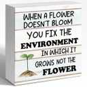 Sustainable Wood Block Sign When A Flower Doesn't Bloom You Fix The Environment 5x5x1 INCH Sign, Growth Mindset Decor, Botanical Classroom Plaque, Therapist Office Gift,
