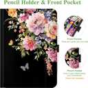 Vimorco for iPad Pro 11 Inch Case M5/M4 2025/2024, Pink Flower for iPad Pro Case 11 Inch M5/M4 for Girls & Women, Pencil Holder/Hand Strap/Pocket, Adjustable Angle, Auto Sleep/Wake, Floral Butterfly