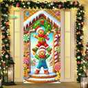 2 x BlissYard Christmas Door Cover 71x35 Inch Gingerbread Kids Door Banner, Merry Christmas Winter Porch Sign for Front Door, Cute Holiday Entry Decor Indoor Outdoor Farmhouse Party Hanging Cover