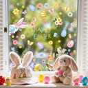 2 x ZAWE 9 Sheets Happy Easter Gnomes Bunny Ears Eggs Flowers Easter Window Clings Double-Sided Reusable Static Window Decals Stickers for Party Home Classroom Office Decorations