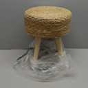 Cpintltr Round Ottoman Footstool Foot Stool Pouf Ottomans with Solid Wood Legs Hand Weave Hyacinth Footrest Step Stool for Living Room Balcony Garden Natural Hyacinth Seagrass