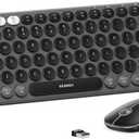 seenda Bluetooth Wireless Keyboard and Mouse Combo, COE203 Quiet Round Keycaps, 3-Device Multi-Connection, Bluetooth & 2.4G USB Receiver, Wide Compatibility with iPad/Tablet/Laptop/Mac/Windows, Black