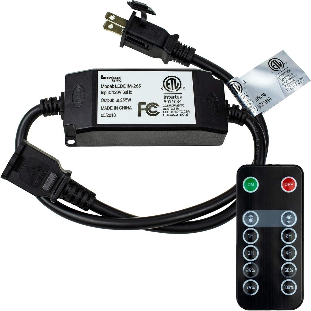 Newhouse Lighting RS-NA-265W Wireless Outdoor LED String Light Dimmer Control Outlet | 265 Max Watts | 100ft Remote Range | ETL Listed, Black