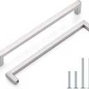 Probrico 10 Pack Square Dresser Pulls Stainless Steel 10" Holes Distance Cabinet Drawer Handles Brushed Nickel 10-1/2 inch Total Length