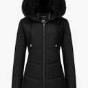 Chrisuno Women's Warm Winter Coat Long Waterproof Thicken Puffer Jacket Quilted Snow Parka with Removable Hood M