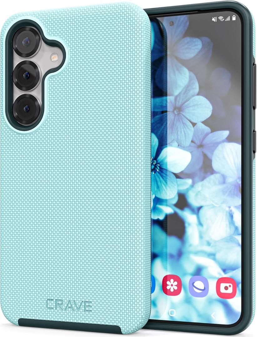 Crave Compatible with Samsung Galaxy S25 Case, Shockproof Protection Dual Layer Case for Samsung Galaxy S25 (6.2 inch) - Aqua | Dual Layer Case