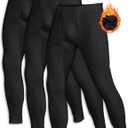 ZUTY 3 Pack Men's Thermal Underwear Bottom Fleece Lined Pant Long Johns Leggings for Men Base Layer for Cold Weather (Medium, Black-black-black)
