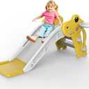 Toddler Slide,Kids Slide Playset for Toddler,Indoor Outdoor Slide Toddler Playset with Ball & Hoop, and Non-Slip Steps,Gift for Boys and Girls 1-3 Years (Yellow)