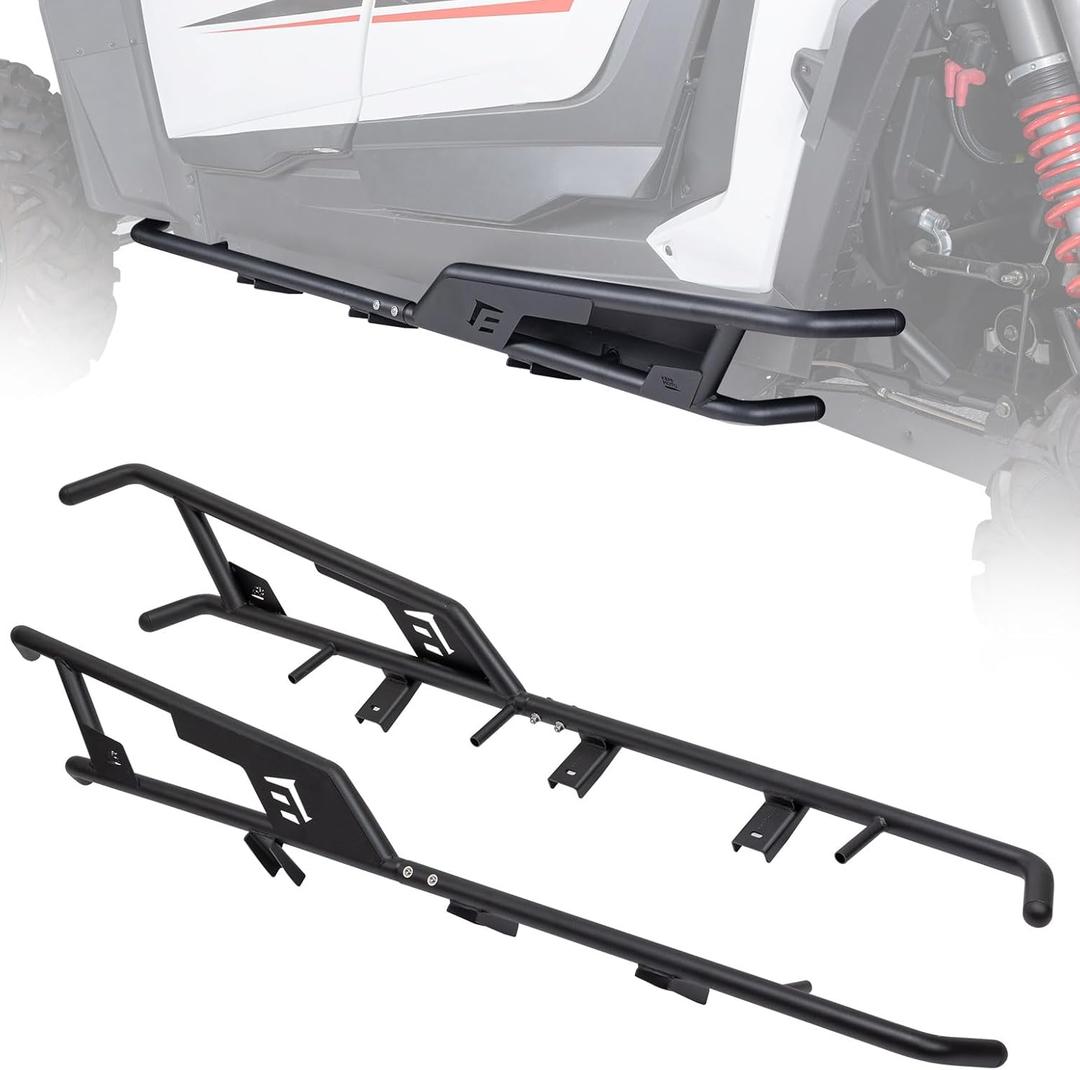 KEMIMOTO Heavy Duty Steel Nerf Bars Rock Sliders Compatible with 2024 2025 2026 Polaris RZR XP 1000/ XP 4 1000 Accessories - 1.5 inch Tubing Black Non-Rust Coating Side Steps, Tree Kickers 4-Seat