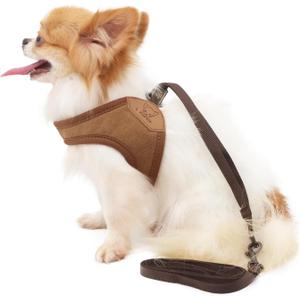 LOPHIPETS Lightweight Dog Harness with Leash Set for Small Dogs Chihuahua Yorkie Puppy Cat-Coffee/S