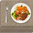 DOLOPL Placemats Set of 6, Brown Faux Leather Heat Resistant Place Mats for Dining Table, Waterproof Oilproof Wipeable Washable Table Mats, Easy to Clean Anti-Slip Tablemats for Kitchen, Party