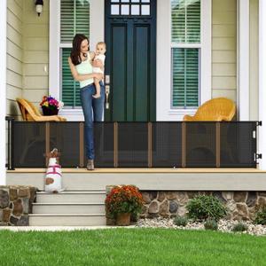 24" Tall Retractable Dog Gate for Doorways,Short Doggie Gate to Step Over,120'' Retractable Baby Gates Extra Wide,Reinforced Extra Long Retractable Baby Gate for Stairs,Indoor/Outdoor Retractable Gate (Black)