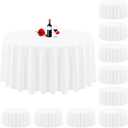 10 Pack Round Table Cloth - White 120 Inch Round Tablecloth - Washable Polyester Fabric - Bulk Linen Tablecloths for Parties, Wedding, Banquet, Buffet, Dinning