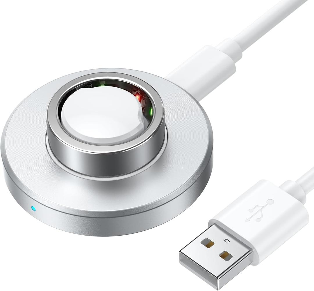 Compatible with Ring Gen 3 Charger (Size 7), Fast and Safe Charging Dock with USB-C Cable, Silicone Anti-Slip Base Design, Essential for Ring Gen 3 Users (Silver)