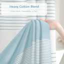Aqua Blue Shower Curtain Cotton Coastal Ocean Striped Shower Curtains for Bathroom with Tassel 72 X 72