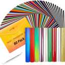 HTVRONT HTV Heat Transfer Vinyl Bundle: 80 Pack 12" x 10" Iron on Vinyl for T-Shirt, 39 Assorted Colors with Vinyl Accessories Tweezers for Silhouette Cameo or Heat Press Machine