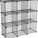 HUBSON Wire Cube Storage Organizer, Book/Toy/Craft/Potted Plants and petCloset Organizers and Storage Shelves, 9-Cube Freely Combinable Metal Grids Storage Shelf,Black Iron