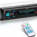 Single DIN Multimedia Car Stereo Radio,7 Character LCD,Bluetooth with Hands Free Calling & Music Streaming,USB Playback & AUX Input,AM/FM Radio Receiver Wireless Remote Control