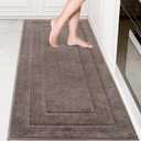 PURRUGS Machine Washable Kitchen Rug 32" x 70", Non-Slip/Skid Hallway Runner Rug, Super Absorbent Soft Area Rug for Kitchen, Hallway & Laundry, Rolled Packaging, Grayish Brown