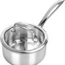 Macevia Sauce Pan with Glass Lid, 18/10 Stainless Steel Pot with Stay-Cool Handle, For All Stoves Multipurpose Use for Home Kitchen or Restaurant1 Quart- Silver