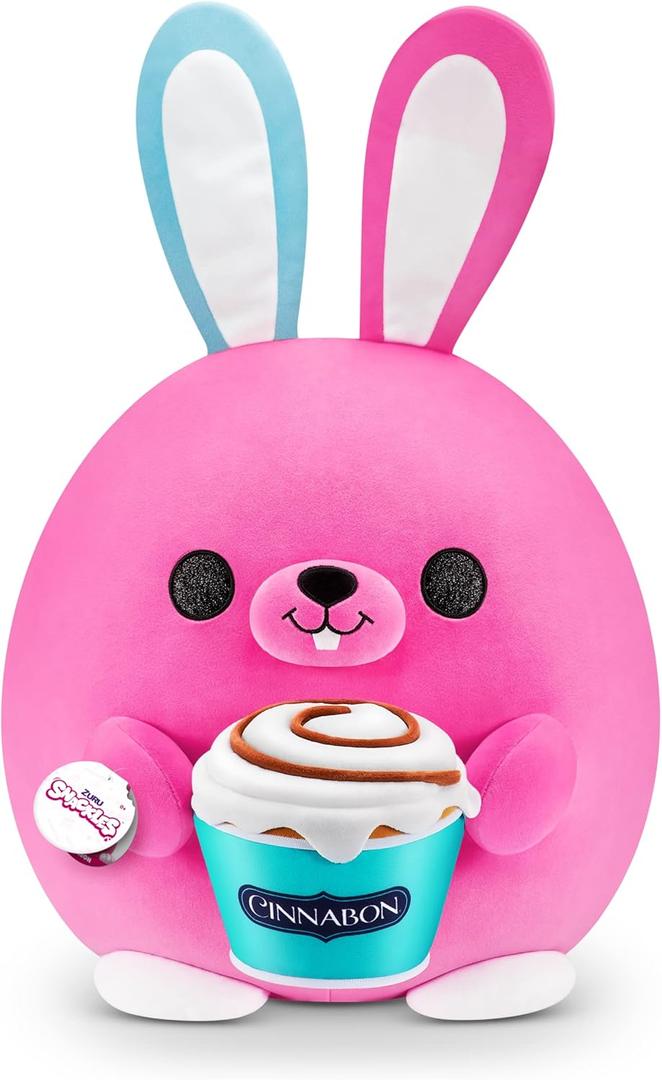 ZURU Snackles (Cinnabon Bunny Super Sized 14 inch Plush by ZURU, Ultra Soft Plush, Collectible Plush with Real Licensed Brands, Stuffed Animal
