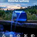 POPOSOAP Pond Waterfall Spillway with LED Lights & 1600GPH Pond Pump, 12Inch Pond Spillway Kit for Garden Ponds, Outdoor Water Feature with App & Remote Control for Backyard Landscape Decoration-P43C