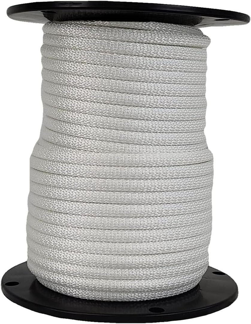 QNR 5/16" Flagpole Rope with Steel Wire Core, 100 ft Spool, Solid Braid Polyester Halyard, UV Resistant Anti Theft
