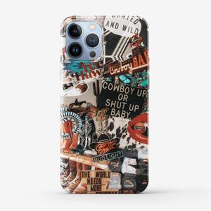 Western Cowboy Cowgirl Case Compatible with iPhone 15 Pro Max,Retro Wild Country Art Collage,Trendy Smooth Bright Tough PC Case for iPhone 15 Pro Max