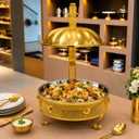 1 PCS Royal Gold Chafing Dish Buffet Set, 8L Round Server with Dome Lid, [Game Changer Maifanite-Coated], Parties Serve for Wedding, Birthday, Church Events, ETC Gold