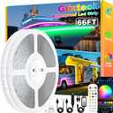 Boat Lights Led Waterproof 66FT, 12V RGB Marine LED Strip Exterior, IP67 Pontoon Boat Lights Interior with App for Pontoon, Bass, Deck, RV, Fishing Kayak