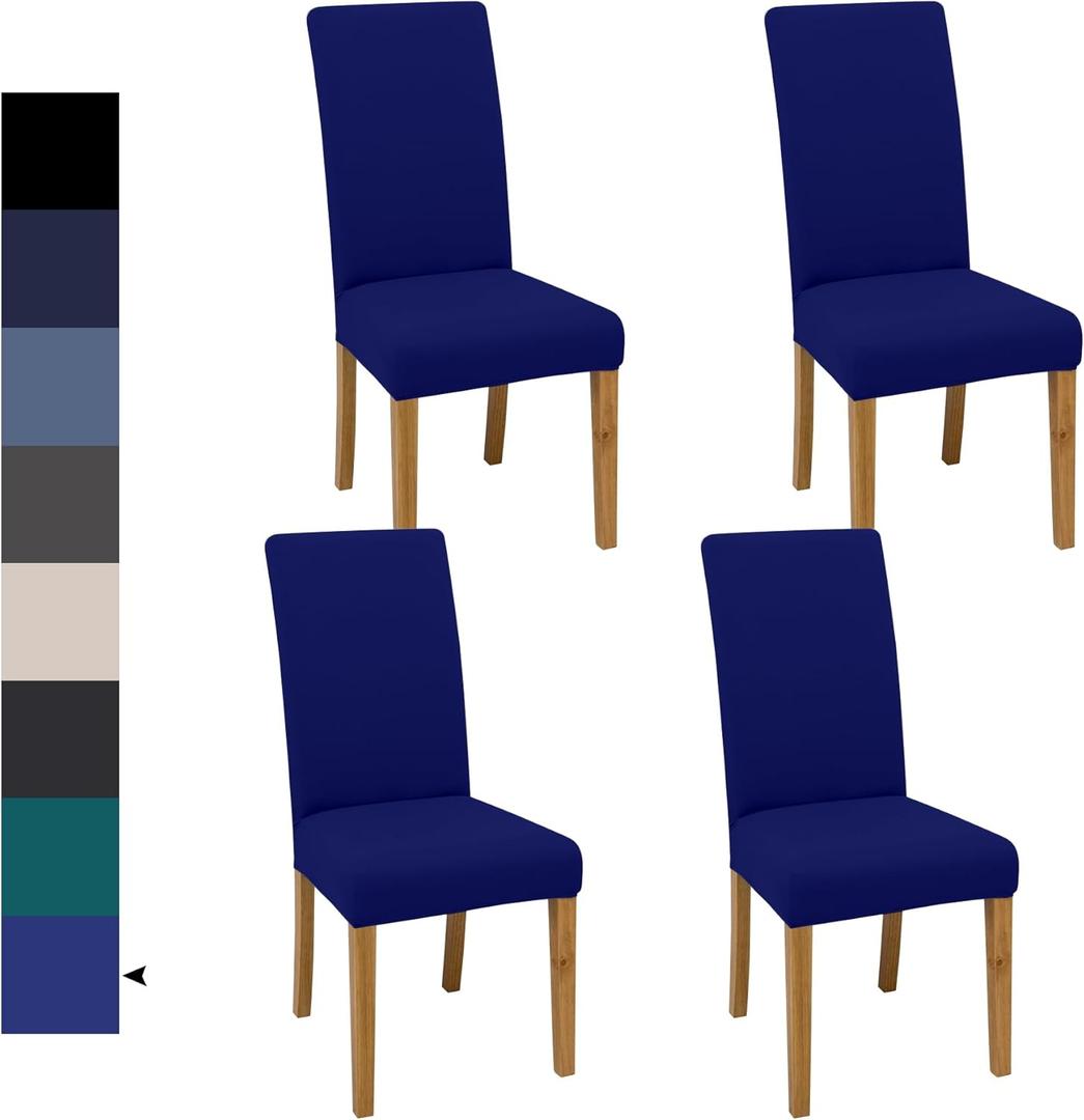 Dining Chair Covers, Dining Room Chair Cover Set of 4, Stretch Kitchen Chair Covers, Detachable Washable Chair Cover, Parsons Chair Slipcovers Protective, for Home, Restaurant, Banquet (Klein Blue)