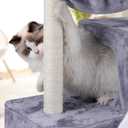 AIWIKIDE 37.4" Cat Tree Tower with Twin Cat Condos for Indoor Cats, All-in-One Activity Center with Cat Scratching Post Cozy Sleeping Perch Hammock and Toy Balls,Grey