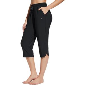 baleaf Women's Swim Capris Pants 18" Quick Dry Modest Swimsuits UPF 50+ Bathing Suit Bottoms Beach Pants with Pockets (Black) S