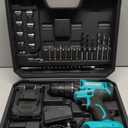 COMOWARE 20V Cordless Drill, Electric Power Drill Set with 1 Battery & Charger, 3/8 Keyless Chuck, 2 Variable Speed, 266 In-lb Torque, 25+1 Position and 34pcs Drill/Driver Bits (Green)