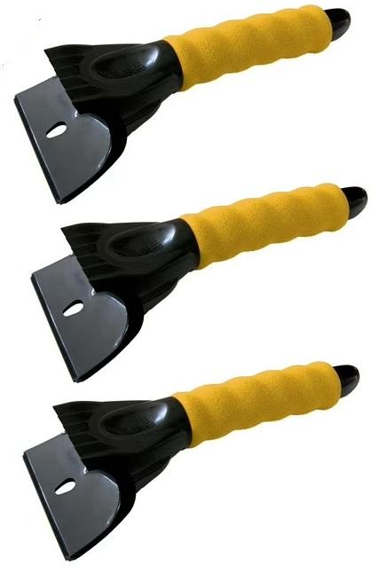 Bigfoot 9" Dual-Head Ice Sraper - Car Glovebox Size - Polyethylene 1702, 3 Pack