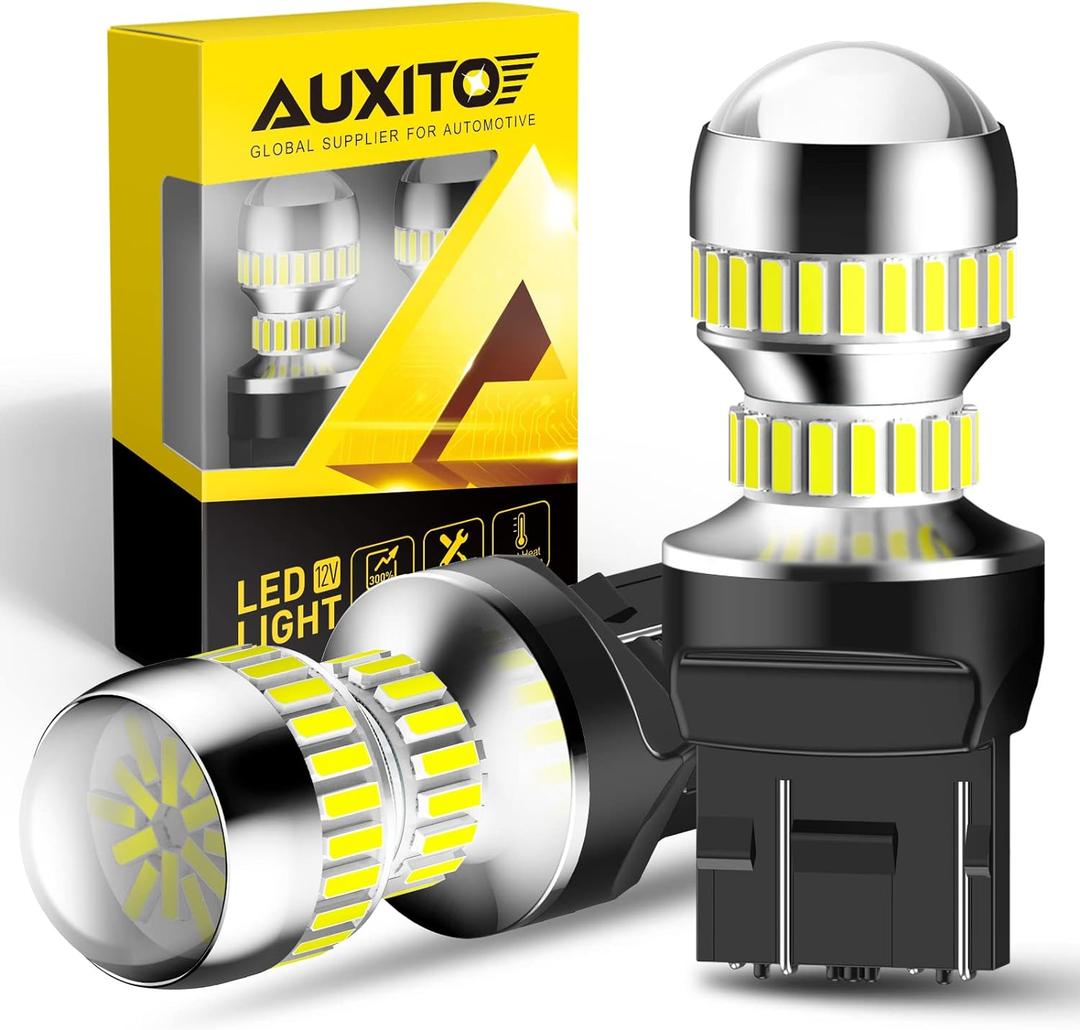 AUXITO Upgraded 7440 7443 LED Bulbs for Reverse Lights Brake Tail Lights T20 7441 7444 LED Replacement Light for Backup Tail Brake DRL Turn Signal Parking Lights, 6000K Xenon White