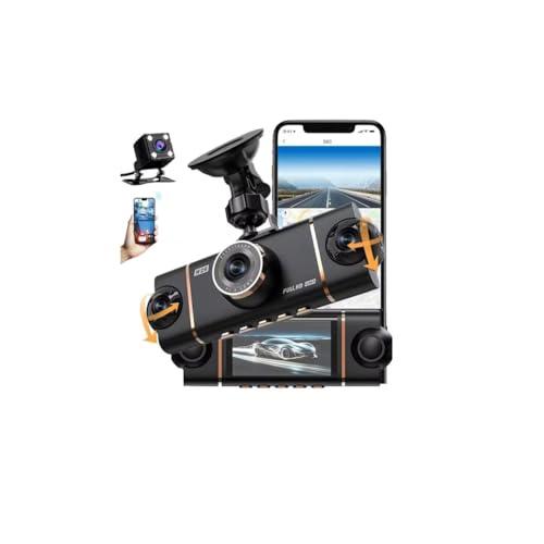 4 Channel Dash Cam for Cars Front Rear Inside & Left Right,360° Dash Cam Front Rear Inside & Left Right, 4K+1080P*3 FHD Car Camera, 5GHz WiFi & App Control,24H Parking Mode,G-Sensor,Loop Recording