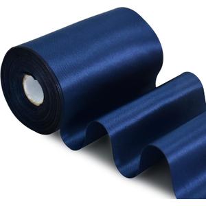 TONIFUL 4 in x 22Yds Wide Navy Blue Satin Ribbon Solid Fabric Large Ribbon for Cutting Ceremony Kit Grand Opening Chair Sash Table Hair Car Bow Sewing Craft Gift Wrapping Wedding Party Decoration