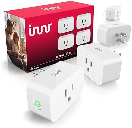 Innr Zigbee Smart Plug, Works with Philips Hue*, Alexa and SmartThings, Zigbee Repeater, Energy Monitoring, 4-Pack