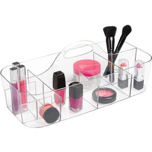iDesign Clarity Cosmetic Organizer Tote for Vanity Cabinet to Hold Makeup, Beauty Products - Clear 14.5" x 7" x 5.75" (Large)