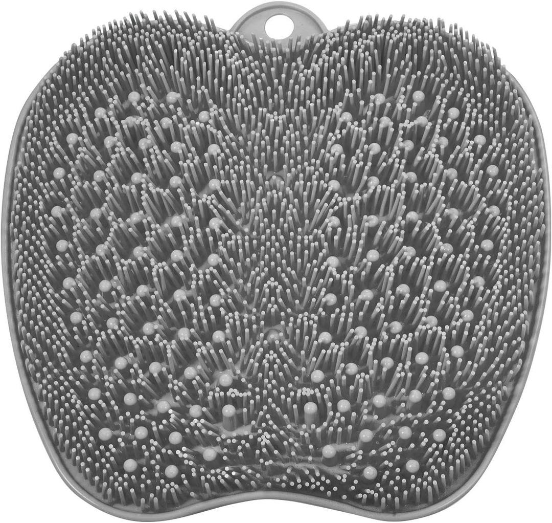 BESKAR XL Large Foot Scrubber Mat for Use in Shower - Shower Foot Cleaner to Eliminate Calluses Dead Skin, Foot Massager Mat for Men & Women to Soothe Achy Feet, Non Slip Suction Cups (Gray)