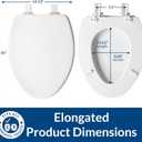 Bemis Ashland Modern Wood Toilet Seat with Decorative Edge, Slow Close, Secure Hinges, Made in USA, Elongated, White